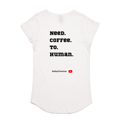 BTA - Women's White Tee - 'Need coffee' Thumbnail