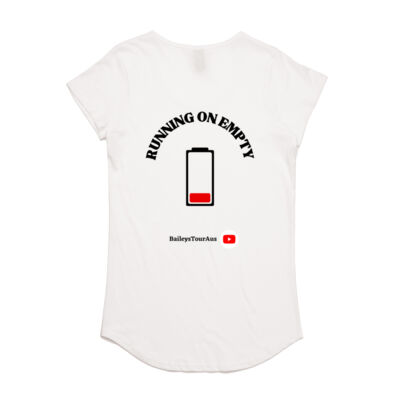 BTA - Women's White Tee - 'Running on empty' Thumbnail